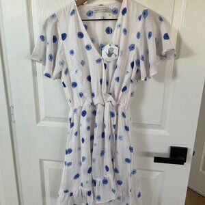 NWT white and blue polkadot dress sz 2